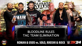 Usos amp Roman vs Solo Rikishi amp The Rock  Bloodline Rules Tag Team Elimination  WWE 2K24 Gameplay [upl. by Hcire]