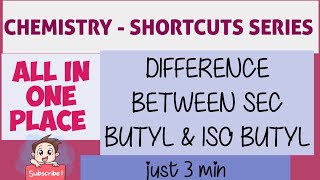 CHEMISTRY TRICKS  DIFFERENCE BETWEEN ISOBUTYL AND SECONDARY BUTYLChemThozhi [upl. by Arlen]