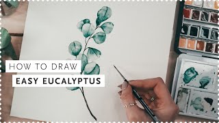 Aquarell malen für Anfänger  Easy eucalyptus watercolor tutorial [upl. by Nabe]