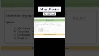 MCQ3 Smallest unit of Length shorts icseclass9 physics [upl. by Campbell545]