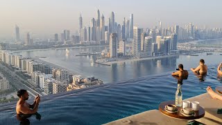 Aura Skypool Sunrise tour views over Iconic Dubai Landmarks from Worlds Highest 360 ° Infinity Pool [upl. by Rothberg]