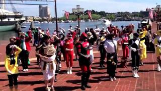 Otakon 2013 Kyoryuger Ending dance [upl. by Berkly]