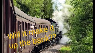 4079 Pendennis Castle STRUGGLES and STOPS on the bank Churnet Valley Rly 6th May 2024 [upl. by Eirbua]