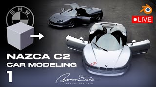 BMW Nazca C2  Part 1  Blender Car Modelling Tutorial  blender blender3d modeling bmw nazca [upl. by Yla77]