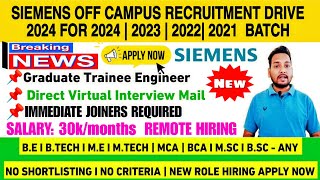 Siemens Off Campus Drive 2024  Siemens Freshers Hiring  Siemens Hiring Details  Direct Apply Link [upl. by Pelligrini424]