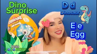 Learn about a dinosaur surprise egg   toddler learning  preschool learning  Letters D and E [upl. by Hacim673]