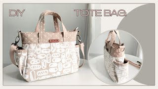 How To Make Tote Bag With Pockets  DIY Tote Bag With Pockets [upl. by Abbub]