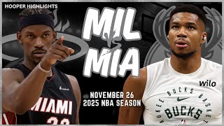 Milwaukee Bucks vs Miami Heat Full Game Highlights  Nov 26  2025 NBA Season [upl. by Adnilemreh]