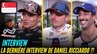 DANIEL RICCARDO FAIT SES ADIEUX À LA FORMULE 1   LES INTERVIEWS DAPRÈS GRAND PRIX SINGAPOUR [upl. by Aanas]