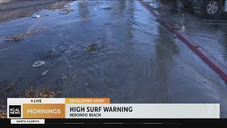 Redondo Beach sees huge waves as rain high surf cause flooding in coastal communities [upl. by Neened]