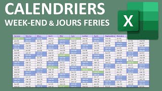 Calendrier Excel avec WeekEnd et jours fériés [upl. by Anidene]