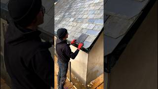 Slate repair had to cut 20” down to 18” to match existing roof slate size [upl. by Heid]