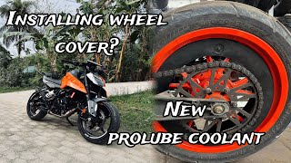 Installing new wheel cover  Prolube premium ice coolant for my ktm 250 duke [upl. by Nreval]