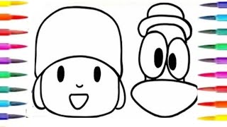 How to Draw pocoyo ❤️💙🌈StepbyStep Pocoyodrawing kidsart Drawing for kids Pocoyo Colouring [upl. by Cioban]