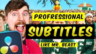 How to add TEXTSUBTITLES like Mr Beast  Davinci Resolve [upl. by Ecille945]