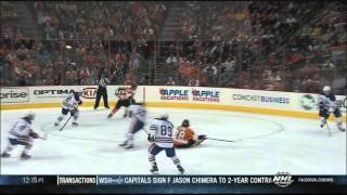 Anton Belov targetting the head major Claude Giroux Edmonton Oilers vs Philadelphia Flyers 11913 [upl. by Eustasius]