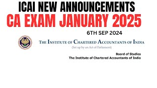 Breaking News  ICAI Exam Department Important Announcements CA Exam January 2025 [upl. by Leggett]