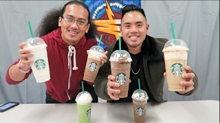 EPIC STARBUCKS VENTI FRAPPUCCINO CHALLENGE 3 FLAVORS EACH MUKBANG [upl. by Euqinahs]