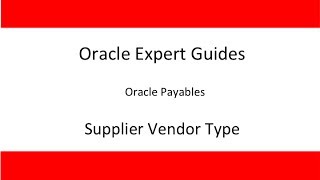 Oracle Payables Vendor Type Lookup Update [upl. by Uchida359]