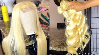 Making A Closure Wig Using Platinum Blond Bundels Start To Finish [upl. by Clywd]