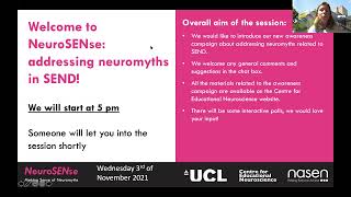 NeuroSENse Addressing Neuromyths in SEND  November 03 2021 [upl. by Shaffer857]