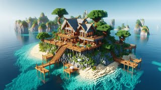 Minecraft Island House Building Ideas  How to Build [upl. by Amre]