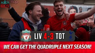 We Can Get The Quadruple Next Season  Liverpool 4  3 Tottenham  Fan Cam  Rory [upl. by Branch]