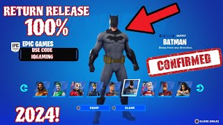 DC SKINS RETURN RELEASE DATE IN FORTNITE ITEM SHOP 2024 [upl. by Anialed]