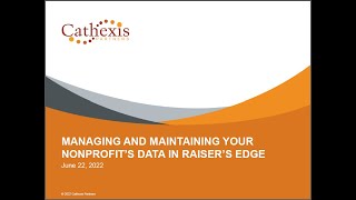 Managing and Maintaining Your Nonprofit Data in Raisers Edge [upl. by Ondrej]