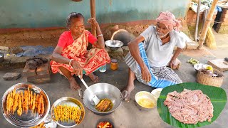 GOAT INTESTINE FRY  how to clean and cooking mutton intestine eating with rice [upl. by Khajeh]