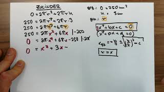 Berechnungen am Zylinder  Aus der Oberfläche und der Höhe den Radius berechnen  Lösungsformel [upl. by Livesay733]