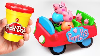 Create Play Doh Car for Peppa Pig Family  Learn Colors  Preschool Toddler Toy Learning Video [upl. by Cerys487]