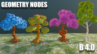 Stylized Trees with Geometry Nodes in Blender 4 [upl. by Sparke]