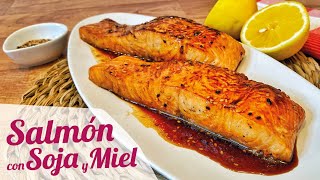 SALMON CON SOJA Y MIEL 🐟 Receta de salmón con salsa rica rica [upl. by Meerek]