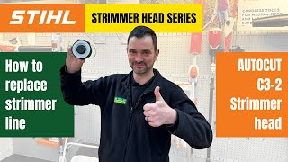 How to change strimmer line in the Stihl Autocut C32 strimmer head  Stihl Strimmer head series [upl. by Irep]