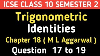 Trigonometric Identities  Trigonometric Identities Chapter 18 M L Aggarwal ICSE Class 10  17 19 [upl. by Labors]