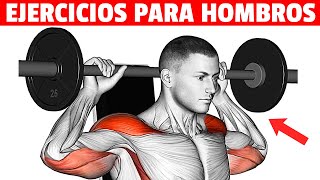 ✅ Los Mejores 5 EJERCICIOS PARA LOS HOMBROS Solo Con Barra Y Mancuernas [upl. by Reaht]