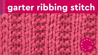 Garter Ribbing Stitch Knitting Pattern for Beginners 2 Row Repeat [upl. by Sillsby]