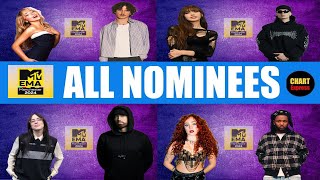 MTV European Music Awards 2024  ALL NOMINEES  2024 EMAs  November 10 2024  ChartExpress [upl. by Arun]