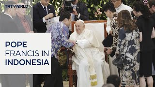 Pope calls for religious unity during visit to Jakarta mosque [upl. by Ko85]