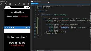 Fast hotreloading CSharpForMarkup with LiveSharp on multiple emulators for Xamarin Forms [upl. by Eidas81]