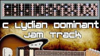 C Lydian Dominant Backing Track Grunge Psychedelic With Scale Diagram [upl. by Annekcm255]