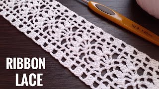 SUPER RIBBON LACE pattern for Beginners Easy to Crochet [upl. by Enedan]