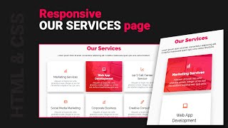 Responsive Our Services page using HTML amp CSS  Responsive our service page with CSS for beginners [upl. by Nedia]