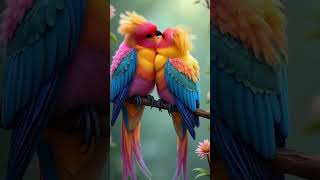 Two birds are warm in the beautiful forest oiseaux nature ai cute [upl. by Holder]