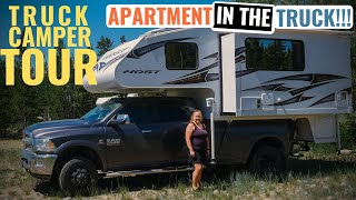 Full Time Solo Female Host Cascade Truck Camper TOUR  RV Living 4x4 Truck Camper Living [upl. by Sheela]