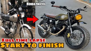 Brand New Honda TMX 125 alpha SCRAMBLER BUILD  full time lapse start to finish  MOTORCYCLE CUSTOM [upl. by Avie548]