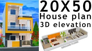 20X50 House plan with 3d elevation by nikshail [upl. by Tomi378]