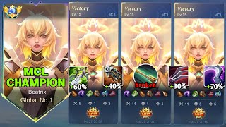 3X MVP 200 BEATRIX BEST FULL DAMAGE MCL CHAMPION must watch MLBB [upl. by Kcirdneked]