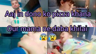 Aaj in dono ko pizza khana hai 🥰 our mama ne daba khilai 😰 AyerashankiDuniya [upl. by Cassil]